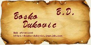 Boško Duković vizit kartica